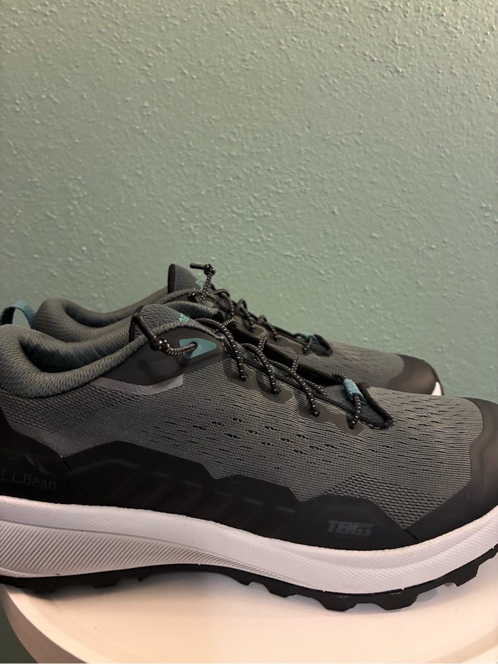 L.L.Bean TEK 2.5 Waterproof Trail Hiking Shoes Gray Teal Bungee Lace
